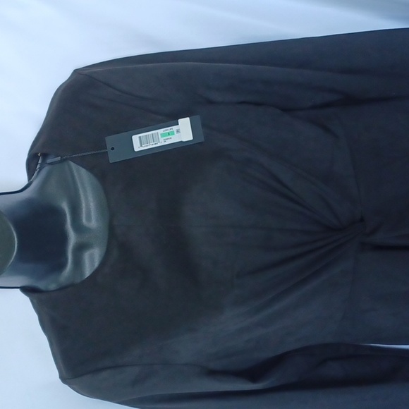 Donna Karan Black Label Velvety Long Sleeve Sheath Dress, twist front, back zip - Picture 4 of 6